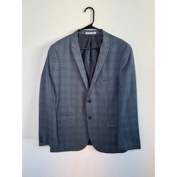 Men's Paisley & Gray Blue-Gray Plaid Slim Fit Sport Coat 42R - Picture 1 of 10